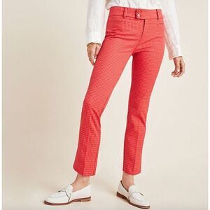 ANTHROPOLOGIE The Essential Slim Women Sz 8 Red Double Button Stretch Crop Pants